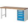 Werkbank mit Standcontainern Baukastensystem Serie 7000 1 Standcontainer mit 5 Schubladen 1 Fuß BxT 2000 x 700