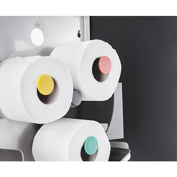 Duplex-Toilettenpapierspender für 1 Großrolle oder 3 Haushaltsrollen Edelstahl weiß. Air-Wolf GmbH 47978249-2