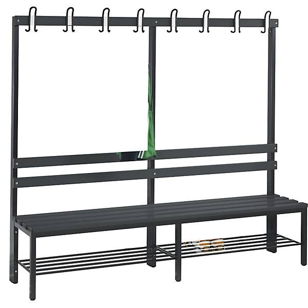 Umkleidebank BASIC einseitig Kunststoffleisten Länge 1960 mm reinweiß Schuhrost. C+P 587231 49