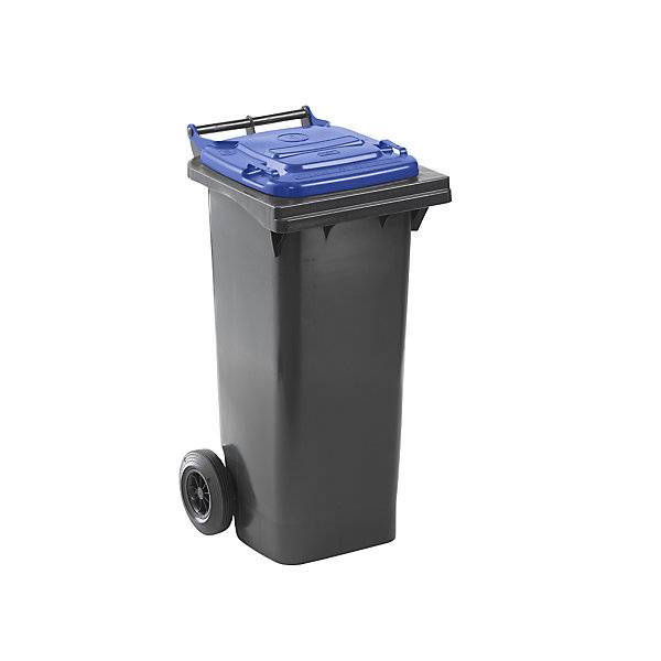 Mülltonne DIN EN 840 Volumen 80 l BxHxT 448 x 975 x 530 mm anthrazit Deckel blau. Craemer GmbH 48379149-0