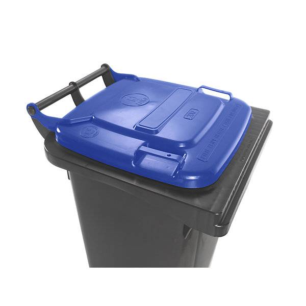 Mülltonne DIN EN 840 Volumen 80 l BxHxT 448 x 975 x 530 mm anthrazit Deckel blau. Craemer GmbH 48379149-2