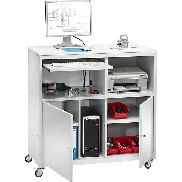 PC-Pult mobil HxBxT 1184 x 1180 x 590 mm lichtgrau RAL 7035. TAKKT Industrial & Packaging GmbH 48381849-0
