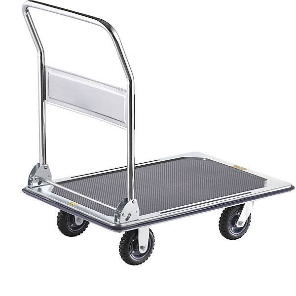 Profi-Plattformwagen Tragfähigkeit 300 kg verzinkt / verchromt Vollgummiräder. TAKKT Industrial & Packaging-1