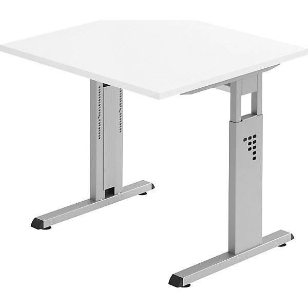 Schreibtisch mit C-Fußgestell höhenverstellbar 680 - 760 mm Tiefe 800 mm Breite 800 mm weiß. Hammerbacher