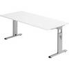 Schreibtisch mit C-Fußgestell höhenverstellbar 680 - 760 mm Tiefe 800 mm Breite 1800 mm weiß. Hammerbacher