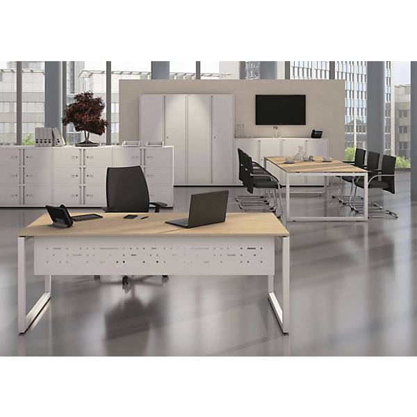 Schreibtisch Cito BxTxH 220x80x74cm ahorn Gestell silber-1