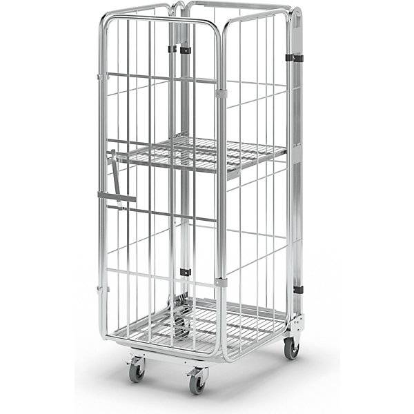 Rollbehälter nestbar 4-seitig mit Gitterboden HxBxT 1770 x 729 x 818 mm mit 1 Einlegeboden. ESB Engineering-0