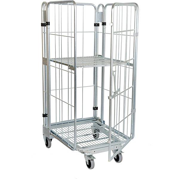 Rollbehälter nestbar 4-seitig mit Gitterboden HxBxT 1770 x 729 x 818 mm mit 1 Einlegeboden. ESB Engineering-1