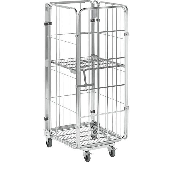 Rollbehälter nestbar 4-seitig mit Gitterboden HxBxT 1770 x 729 x 818 mm mit 1 Einlegeboden. ESB Engineering-2
