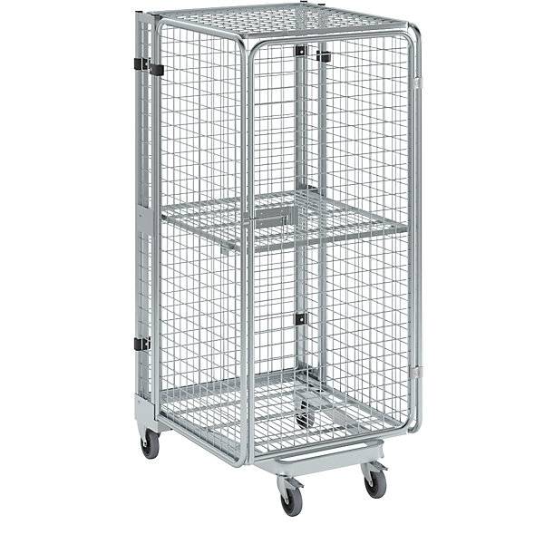 Rollbehälter diebstahlsicher 5-seitig mit Gitter- und Einlegeboden ohne Regenschutz. ESB Engineering System-1