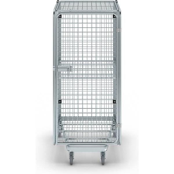 Rollbehälter diebstahlsicher 5-seitig mit Gitter- und Einlegeboden ohne Regenschutz. ESB Engineering System-2