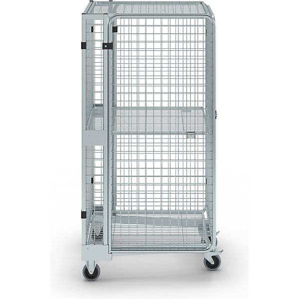 Rollbehälter diebstahlsicher 5-seitig mit Gitter- und Einlegeboden ohne Regenschutz. ESB Engineering System-3