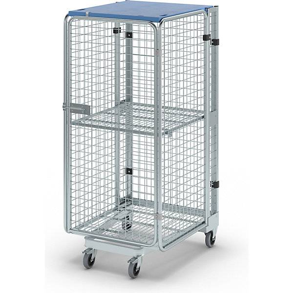Rollbehälter diebstahlsicher 5-seitig mit Gitter- und Einlegeboden mit Regenschutz. ESB Engineering System Bau-0