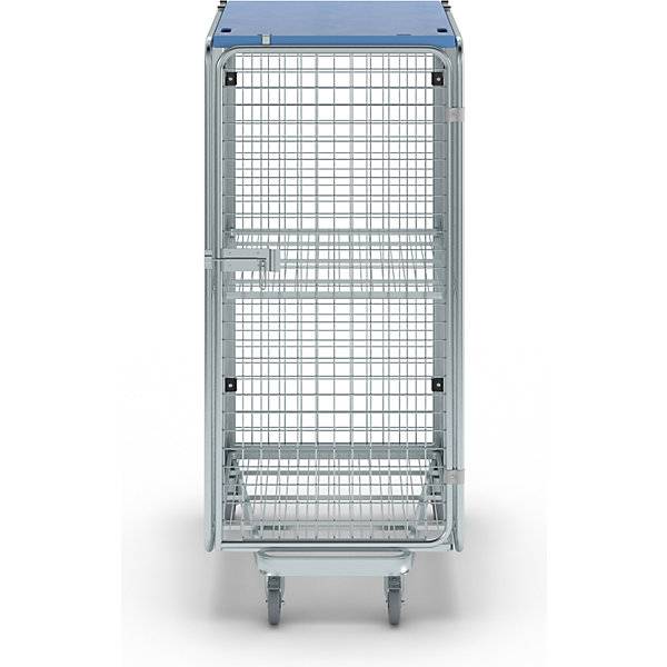Rollbehälter diebstahlsicher 5-seitig mit Gitter- und Einlegeboden mit Regenschutz. ESB Engineering System Bau-2