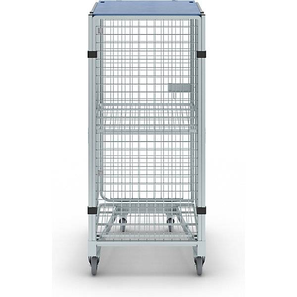 Rollbehälter diebstahlsicher 5-seitig mit Gitter- und Einlegeboden mit Regenschutz. ESB Engineering System Bau-3