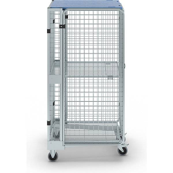 Rollbehälter diebstahlsicher 5-seitig mit Gitter- und Einlegeboden mit Regenschutz. ESB Engineering System Bau-4