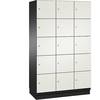 5er-Schließfachschrank Cambio 3 Abteile schwarzgrau / weiß HPL-Tür B 1200 mm 15 Fächer. C+P 48761449