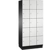 5er-Schließfachschrank Cambio 3 Abteile schwarzgrau / lichtgrau Stahlblech-Tür B 900 mm 15 Fächer. C+P