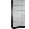 5er-Schließfachschrank Cambio 3 Abteile schwarzgrau / weißaluminium Stahlblech-Tür B 900 mm 15 Fächer. C+P