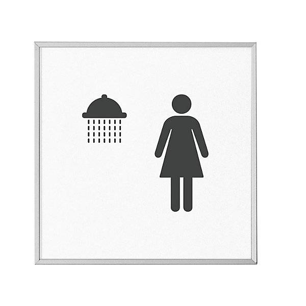 MADRID Silver Line™ Türschild Piktogramm HxB 120 x 120 mm Dusche Damen. Moedel GmbH | Schilderfabrikation