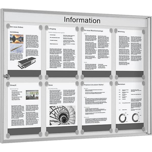 Preiswertschaukasten grauweiß Querformat für 8 x DIN A4. Schaar-Design 47910449