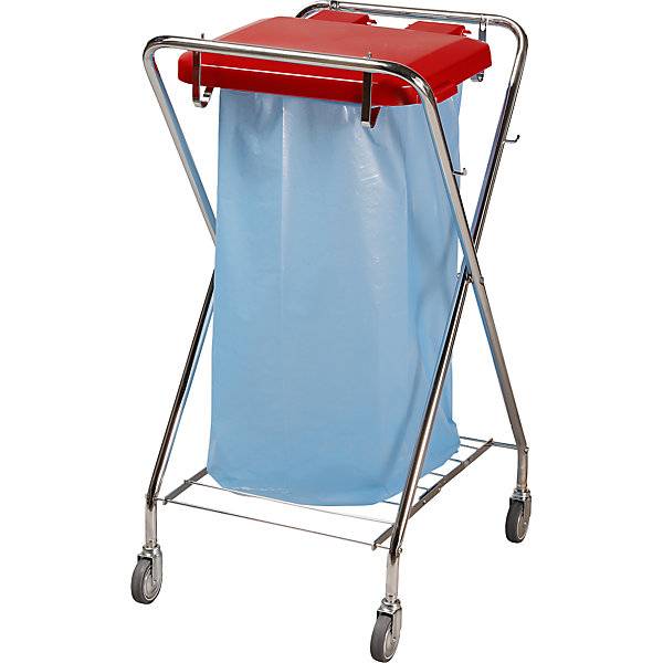 Hygiene-Müllsackständer für Volumen 120 l Halterrahmen quadratisch rot Höhe 1030 mm. EVO-Products Blankenburg-1
