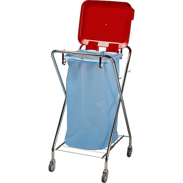 Hygiene-Müllsackständer für Volumen 120 l Halterrahmen quadratisch rot Höhe 1030 mm. EVO-Products Blankenburg-2