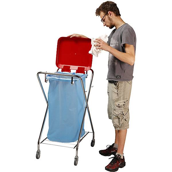 Hygiene-Müllsackständer für Volumen 120 l Halterrahmen quadratisch rot Höhe 1030 mm. EVO-Products Blankenburg-3