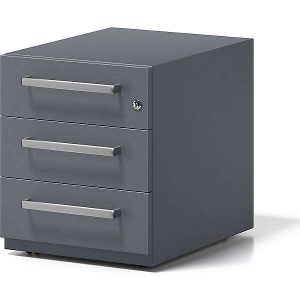 Rollcontainer Note™ mit 3 Universalschubladen HxBxT 495 x 420 x 565 mm mit Griff anthrazitgrau. Bisley GmbH-0