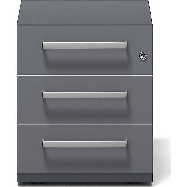 Rollcontainer Note™ mit 3 Universalschubladen HxBxT 495 x 420 x 565 mm mit Griff anthrazitgrau. Bisley GmbH-1