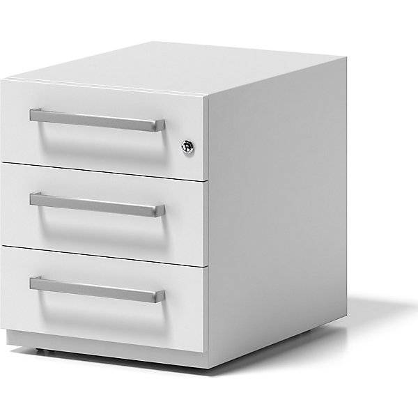 Rollcontainer Note™ mit 3 Universalschubladen HxBxT 495 x 420 x 565 mm mit Griff verkehrsweiß. Bisley GmbH