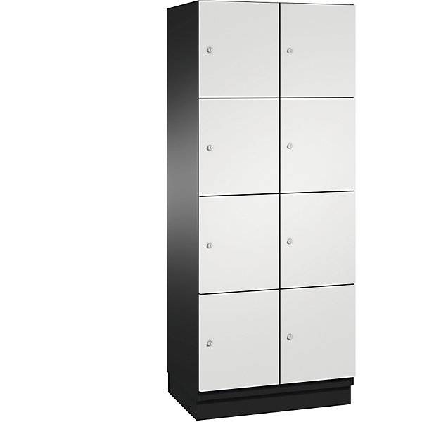 4er-Schließfachschrank Cambio 2 Abteile schwarzgrau / lichtgrau Stahlblech-Tür B 800 mm 8 Fächer. C+P 488040