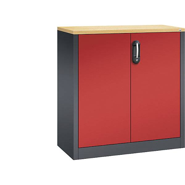 ACURADO Akten-Sideboard 2 Ordnerhöhen HxBxT 1000 x 930 x 400 mm schwarzgrau / feuerrot. C+P 48912449