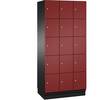 5er-Schließfachschrank Cambio 3 Abteile schwarzgrau / rubinrot Stahlblech-Tür B 900 mm 15 Fächer. C+P 488172