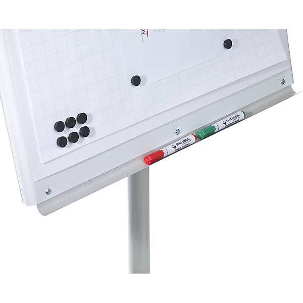 Flipchart-Set inkl. Zubehör höhenverstellbar 1700 - 2000 mm mit stabilem Rundfuß Ø 640 mm 5 Lenkrollen. Smit-1