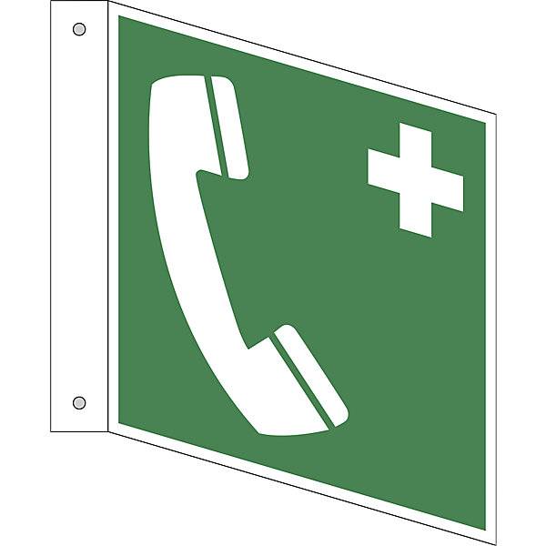 Rettungszeichen Notruftelefon VE 10 Stk Kunststoff Fahnenschild 150 x 150 mm. H. Marahrens Sicherheits- |-0