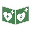 Rettungszeichen Automatisierter externer Defibrillator VE 10 Stk Aluminium Nasenschild 150 x 150 mm. H.