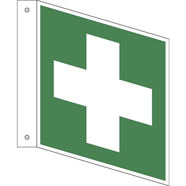 Rettungszeichen Erste Hilfe VE 10 Stk Aluminium Fahnenschild 150 x 150 mm. H. Marahrens Sicherheits- |