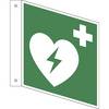 Rettungszeichen Automatisierter externer Defibrillator VE 10 Stk Kunststoff Fahnenschild 150 x 150 mm. H.