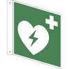 Rettungszeichen Automatisierter externer Defibrillator VE 10 Stk Aluminium Fahnenschild 200 x 200 mm. H.