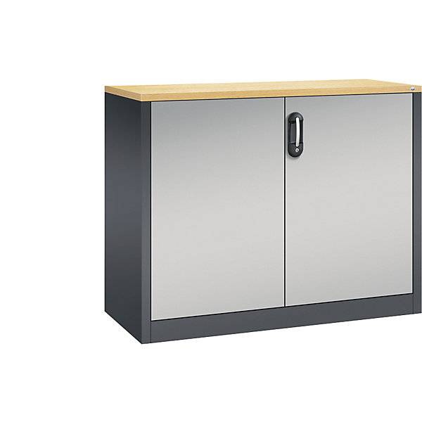 ACURADO Akten-Sideboard 2 Ordnerhöhen HxBxT 1000 x 1200 x 500 mm schwarzgrau / weißaluminium. C+P 48920249