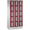 CLASSIC Fächerschrank Fachhöhe 295 mm mit Sockel 15 Fächer Breite 900 mm Tür rubinrot. C+P 497704 49