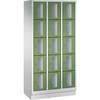 CLASSIC Fächerschrank Fachhöhe 295 mm mit Sockel 15 Fächer Breite 900 mm Tür resedagrün. C+P 497707 49