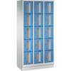 CLASSIC Fächerschrank Fachhöhe 295 mm mit Sockel 15 Fächer Breite 900 mm Tür lichtblau. C+P 497706 49
