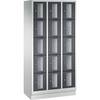 CLASSIC Fächerschrank Fachhöhe 295 mm mit Sockel 15 Fächer Breite 900 mm Tür schwarzgrau. C+P 497708 49