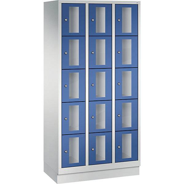CLASSIC Fächerschrank Fachhöhe 295 mm mit Sockel 15 Fächer Breite 900 mm Tür enzianblau. C+P 497705 49-0