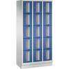 CLASSIC Fächerschrank Fachhöhe 295 mm mit Sockel 15 Fächer Breite 900 mm Tür enzianblau. C+P 497705 49
