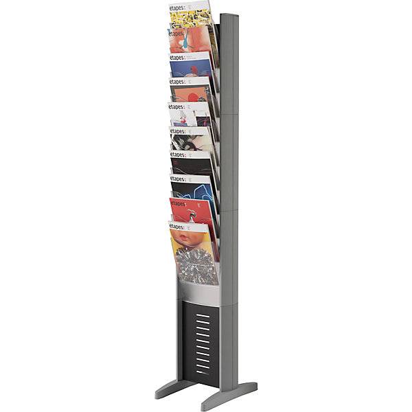 Prospektständer stationär 10 Fächer HxBxT 1620 x 300 x 385 mm alusilber. PAPERFLOW S.A.S | | LE HUB BATEMENT