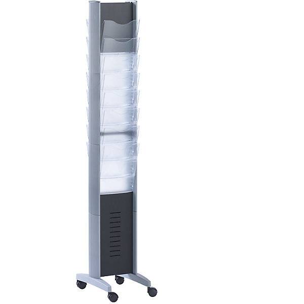 Prospektständer mobil 16 Fächer HxBxT 1675 x 300 x 385 mm alusilber. PAPERFLOW S.A.S | | LE HUB BATEMENT 5-2