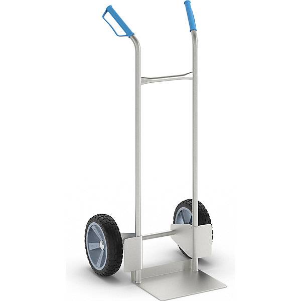 Edelstahl-Sackkarre mit Polyurethan-Bereifung Tragfähigkeit 150 kg. TAKKT Industrial & Packaging GmbH 49952149-0